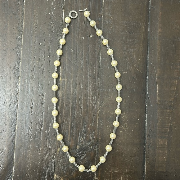 Chaps Jewelry - Chaps Faux Pearl & Silver Tone Beaded Necklace approx 23 inches long
